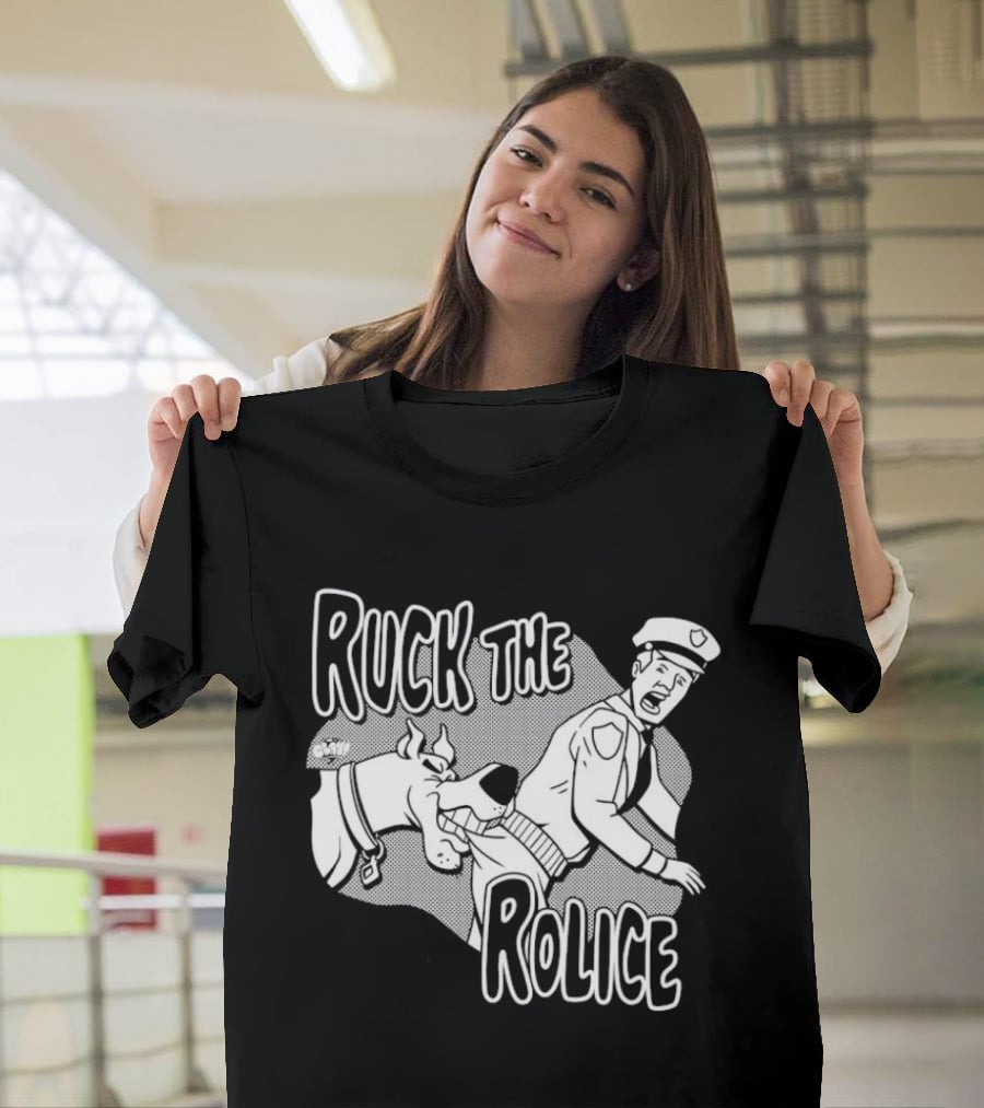 Ruck The Rolice Cartoon Dog Satire Pop Culture Police Officer And Dog T-Shirt