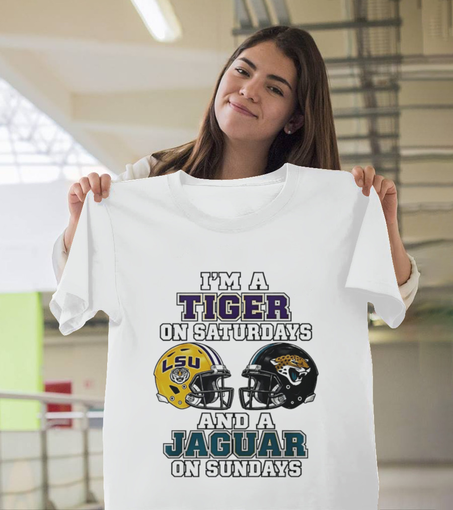 LSU Tigers Saturday Spirit Jacksonville Jaguars Sunday Fandom T-Shirt