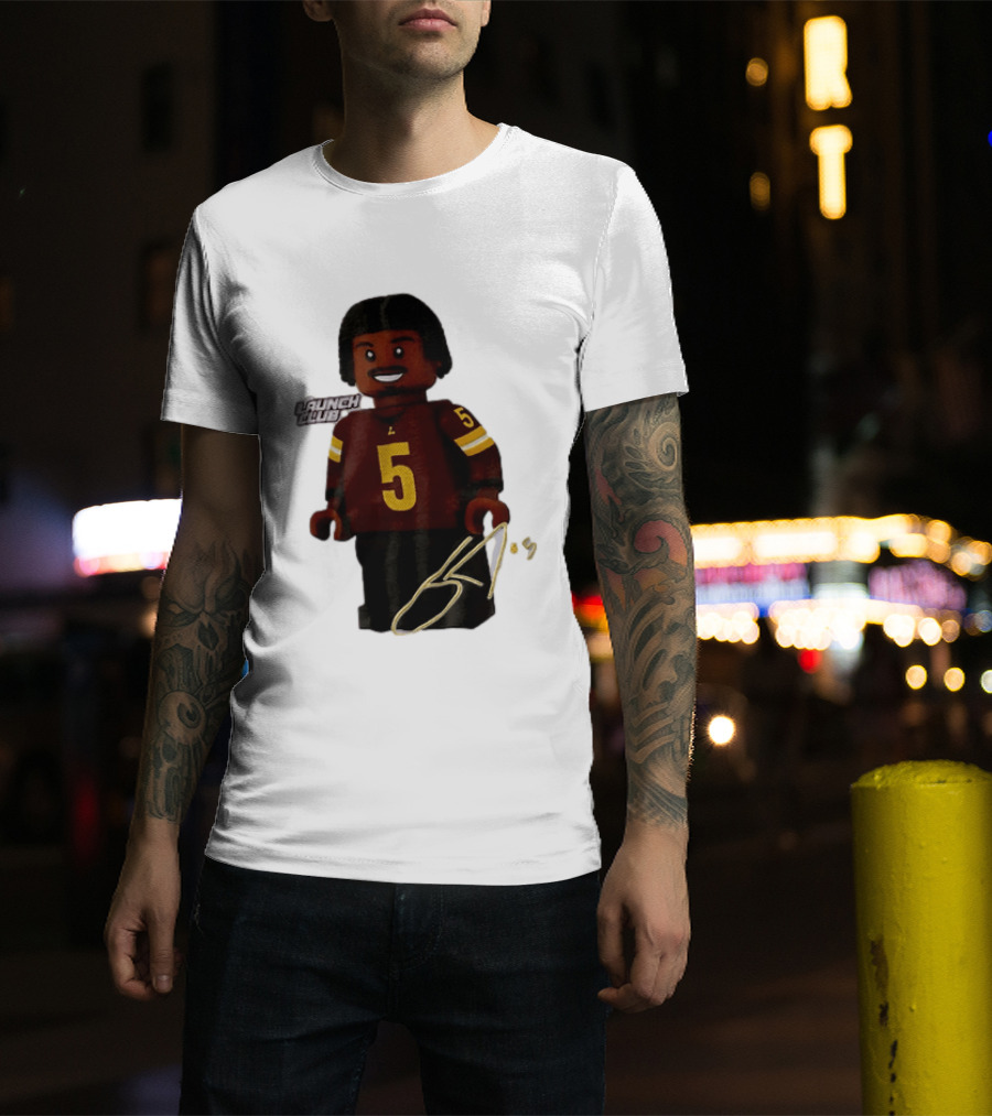 Washington Commanders Quarterback Jayden Daniels Launch Club Number 5 T-Shirt