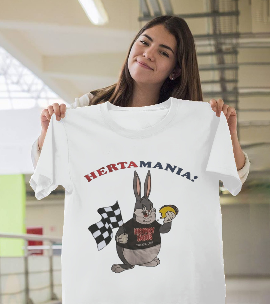 Hertamania Victory Tacos Valencia Calif Big Chungus Checkered Flag T-Shirt