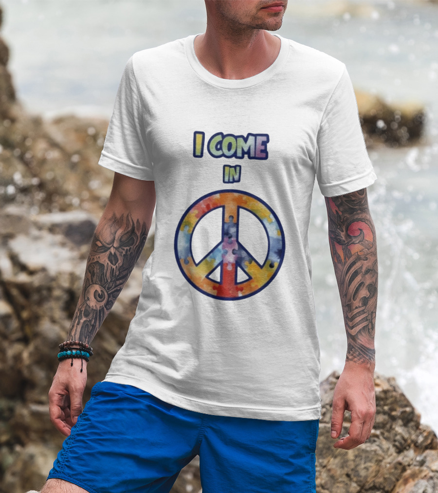 I Come In Peace Puzzle Piece Autism Awareness T-Shirt