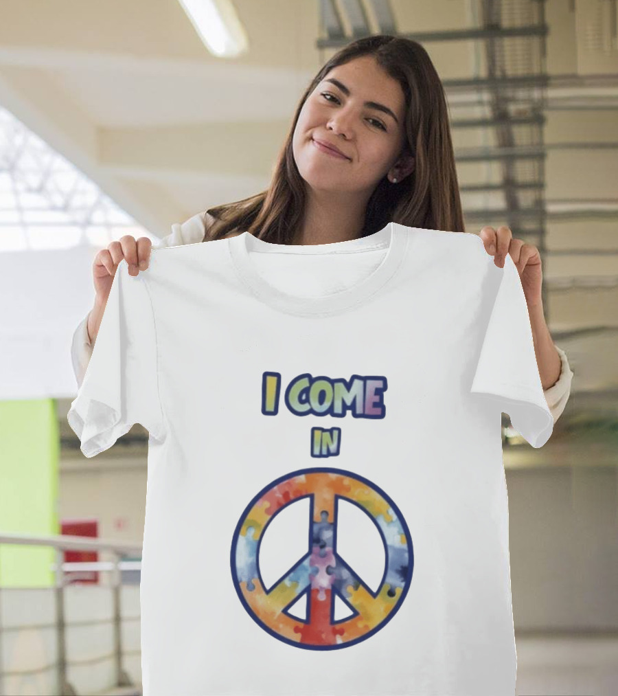 I Come In Peace Puzzle Piece Autism Awareness T-Shirt