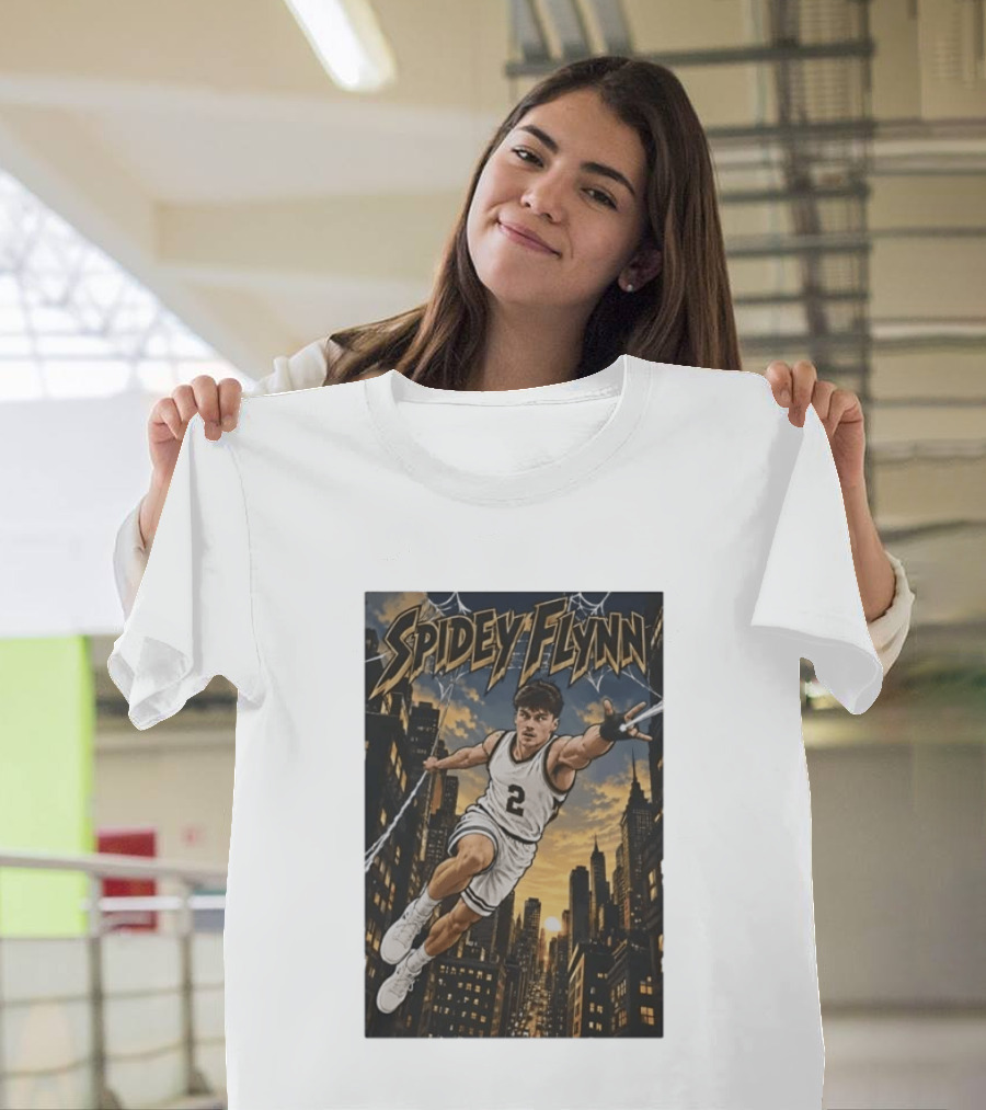 Spidey Flynn Basketball Superhero City Skyline Action T-Shirt