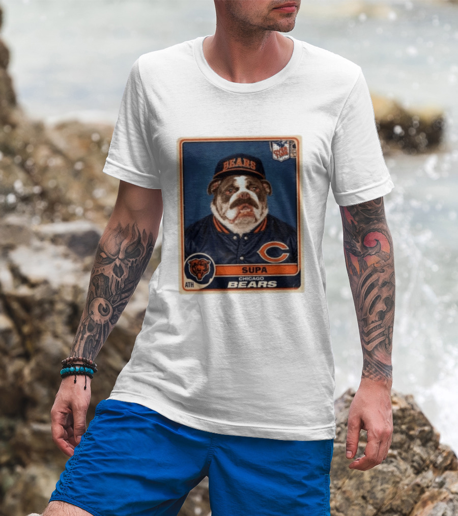 Supa Chicago Bears Football Trading Card Bulldog ATH T-Shirt