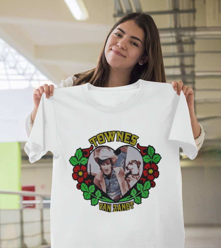 Townes Van Zandt Heart And Flowers Retro Folk T-Shirt