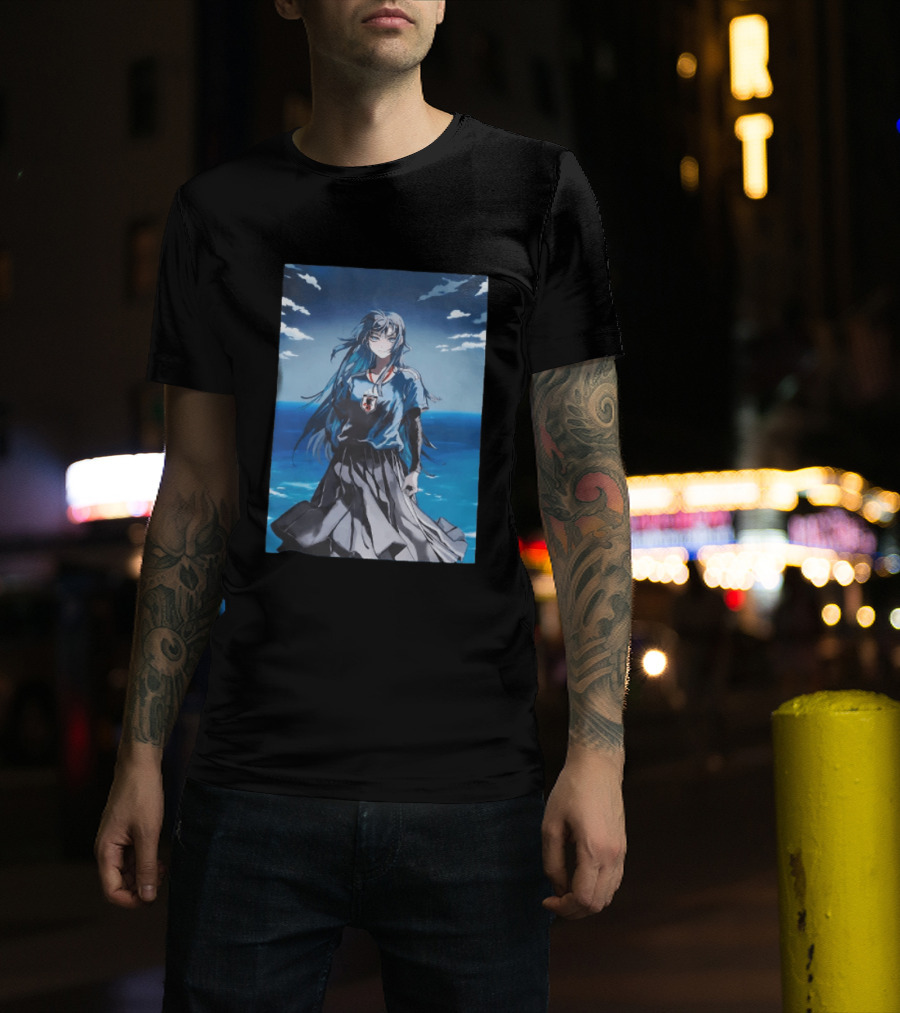 Anime Girl Japan National Football Team JFA Samurai Ocean Scene T-Shirt