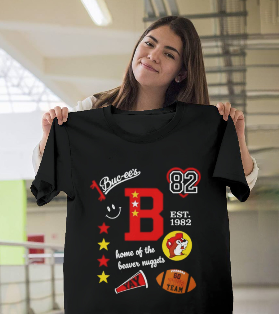 Buc Ee's 82 Est 1982 Home Of The Beaver Nuggets Football Tour T-Shirt