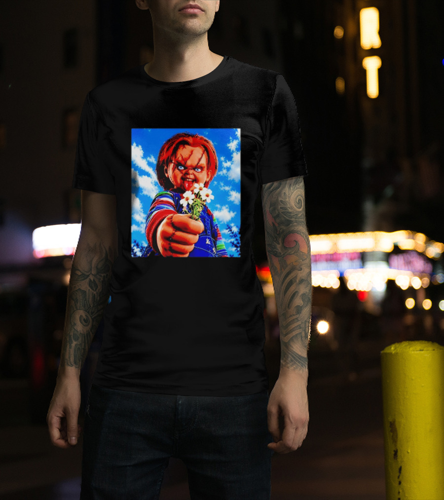 Chucky Child's Play Horror Movie Flowers Gesture T-Shirt