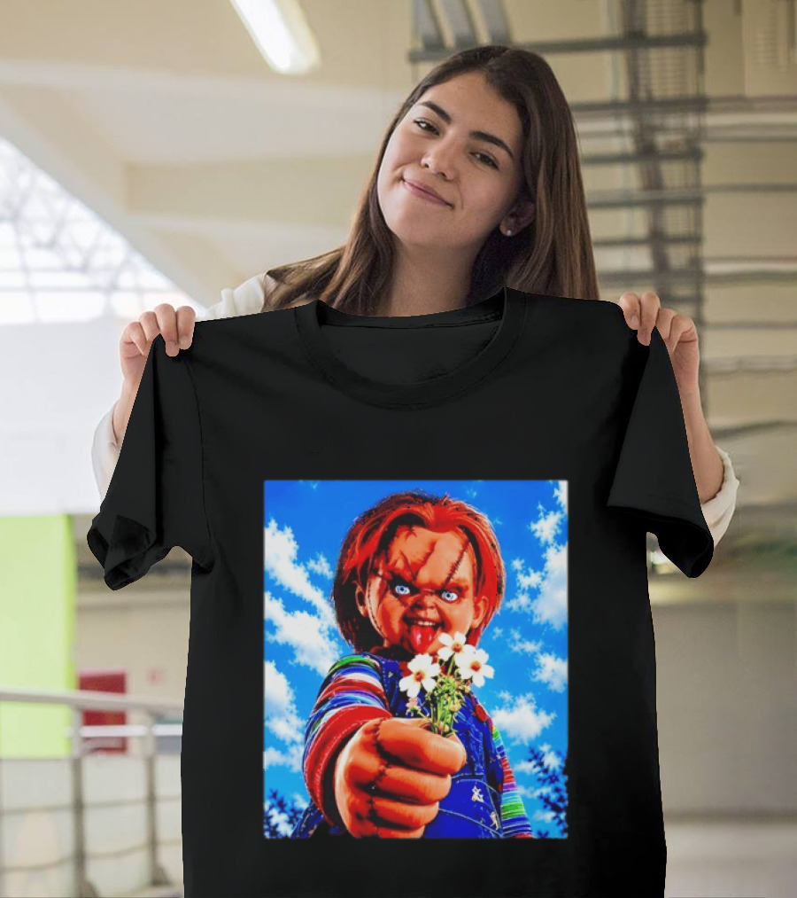 Chucky Child's Play Horror Movie Flowers Gesture T-Shirt
