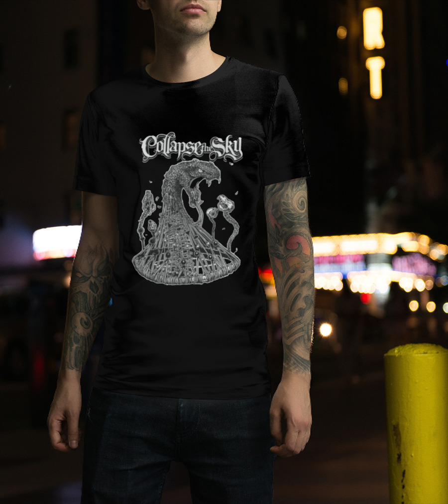 Collapse The Sky Monstrous Serpent Cage Skulls Line T-Shirt