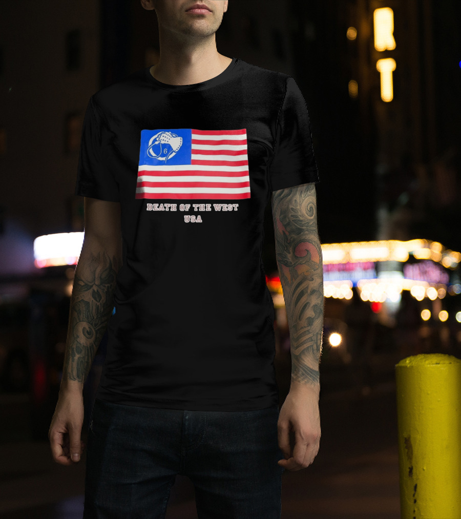 Death Of The West USA Flag Hockey Mask And Crossbones 6 T-Shirt