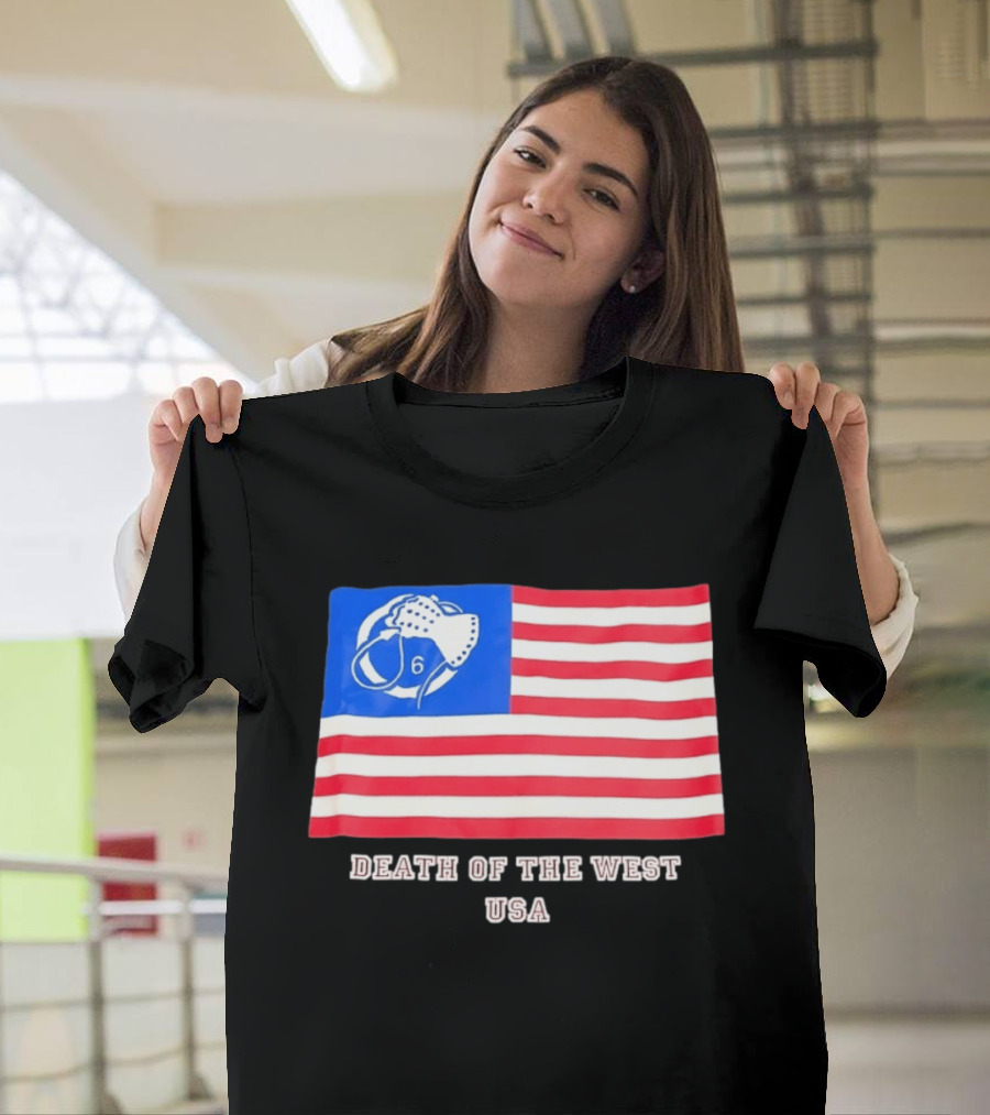 Death Of The West USA Flag Hockey Mask And Crossbones 6 T-Shirt
