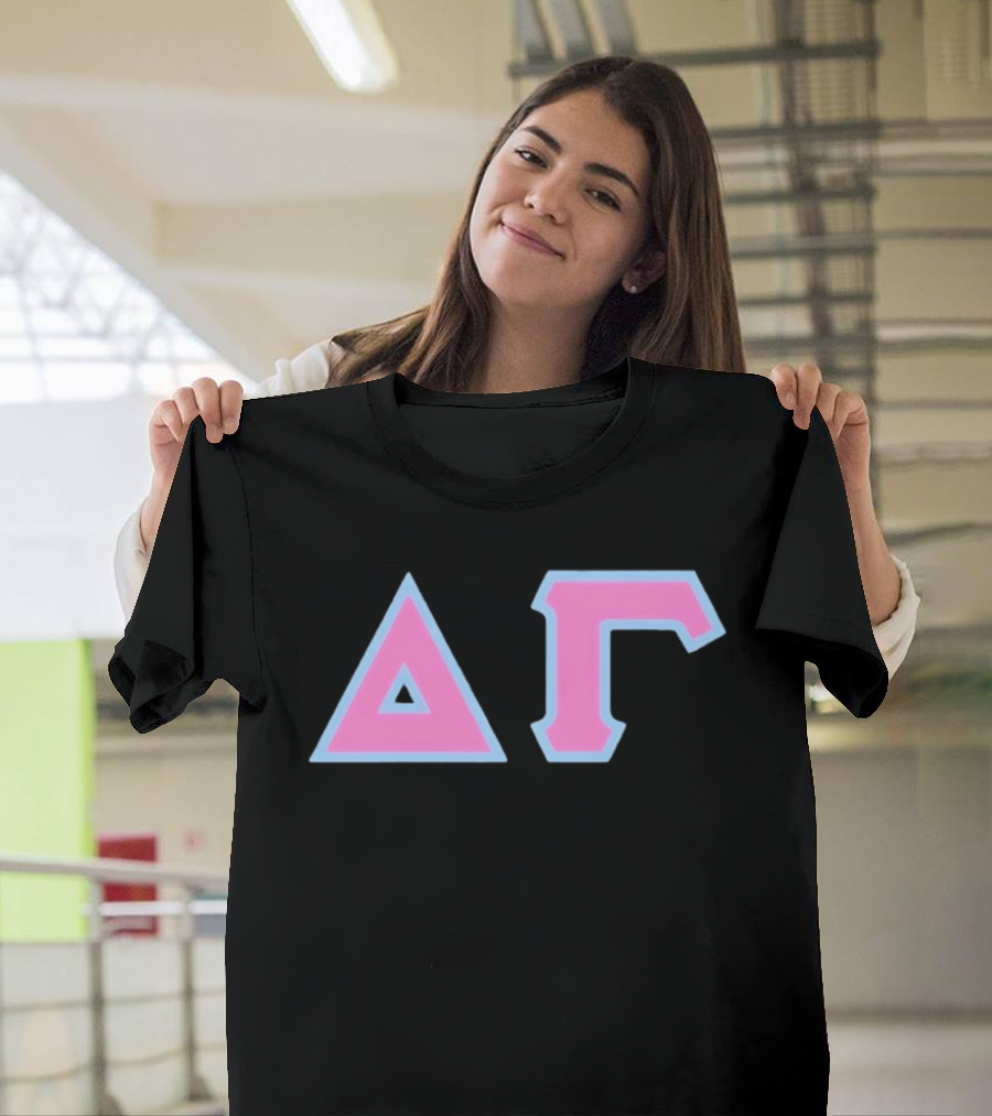 Delta Gamma Sorority Greek Letters Pink And Blue T-Shirt