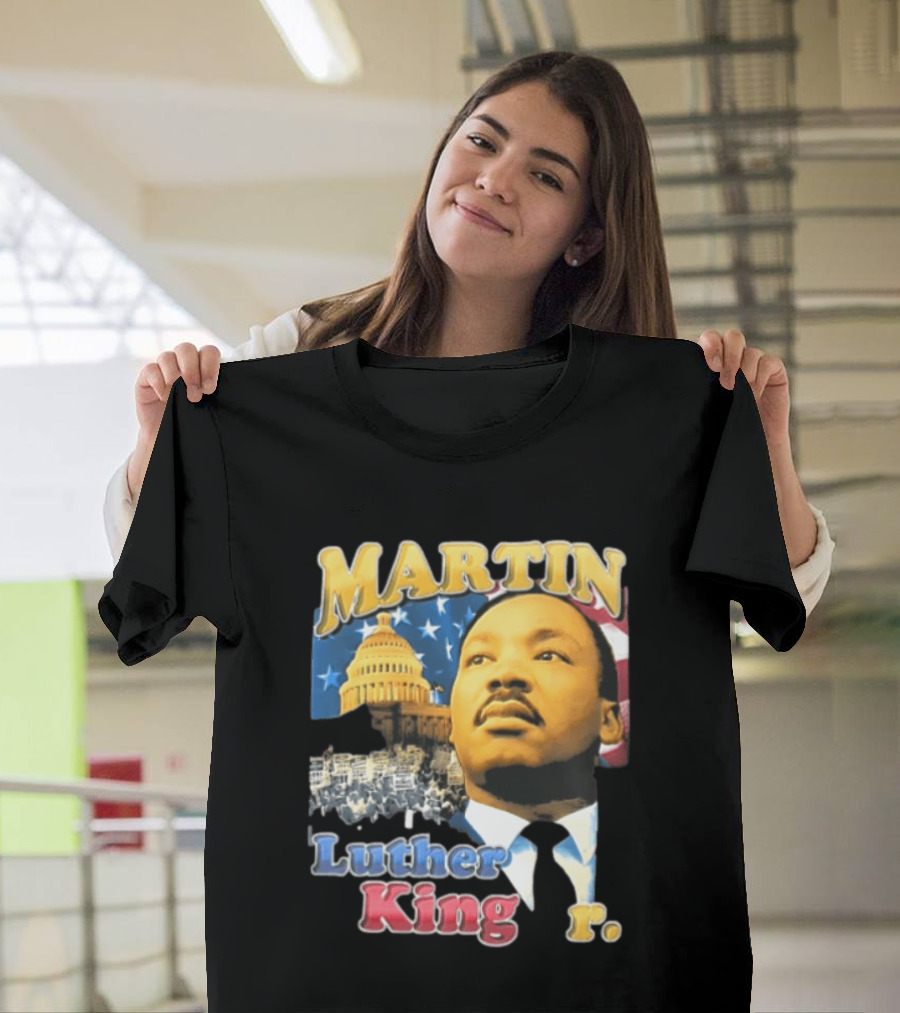 Martin Luther King Jr US Capitol American Flag Civil Rights March T-Shirt