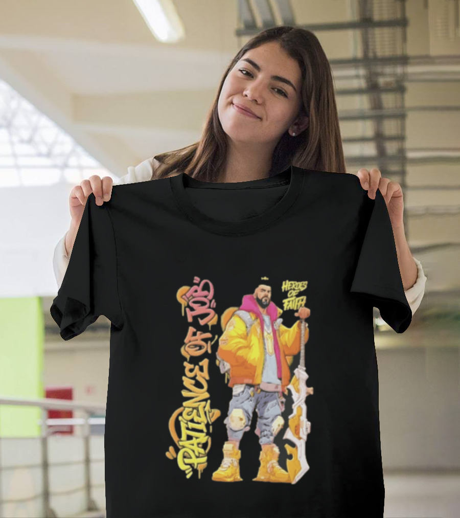 Patience Of Job Heroes Of Faith Bearded Man Sword Cartoon T-Shirt