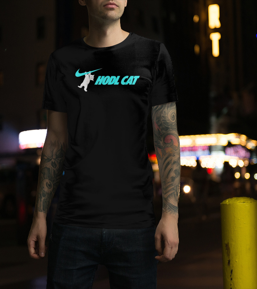 Hodl Cat Crypto Bitcoin Investing Kitten With Iconic Swoosh T-Shirt