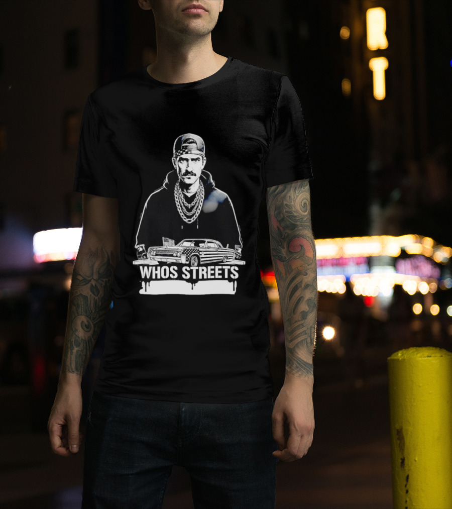 Whos Streets American Flag Car And Man Street Chain Hip Hop Culture T-Shirt