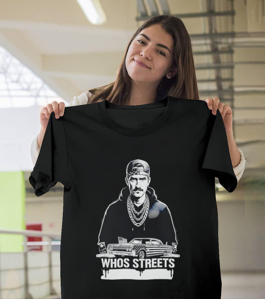 Whos Streets American Flag Car And Man Street Chain Hip Hop Culture T-Shirt