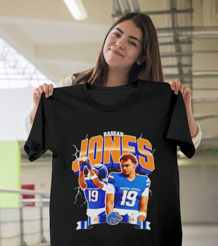 Rasean Jones Boise State Football 2026 Electric Blue Broncos T-Shirt