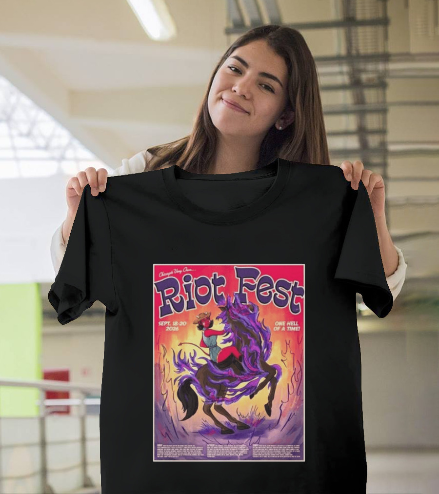 Chicago Douglass Park Riot Fest 2026 Devil Cowgirl Artwork September 18 20 One Hell Of A Time T-Shirt