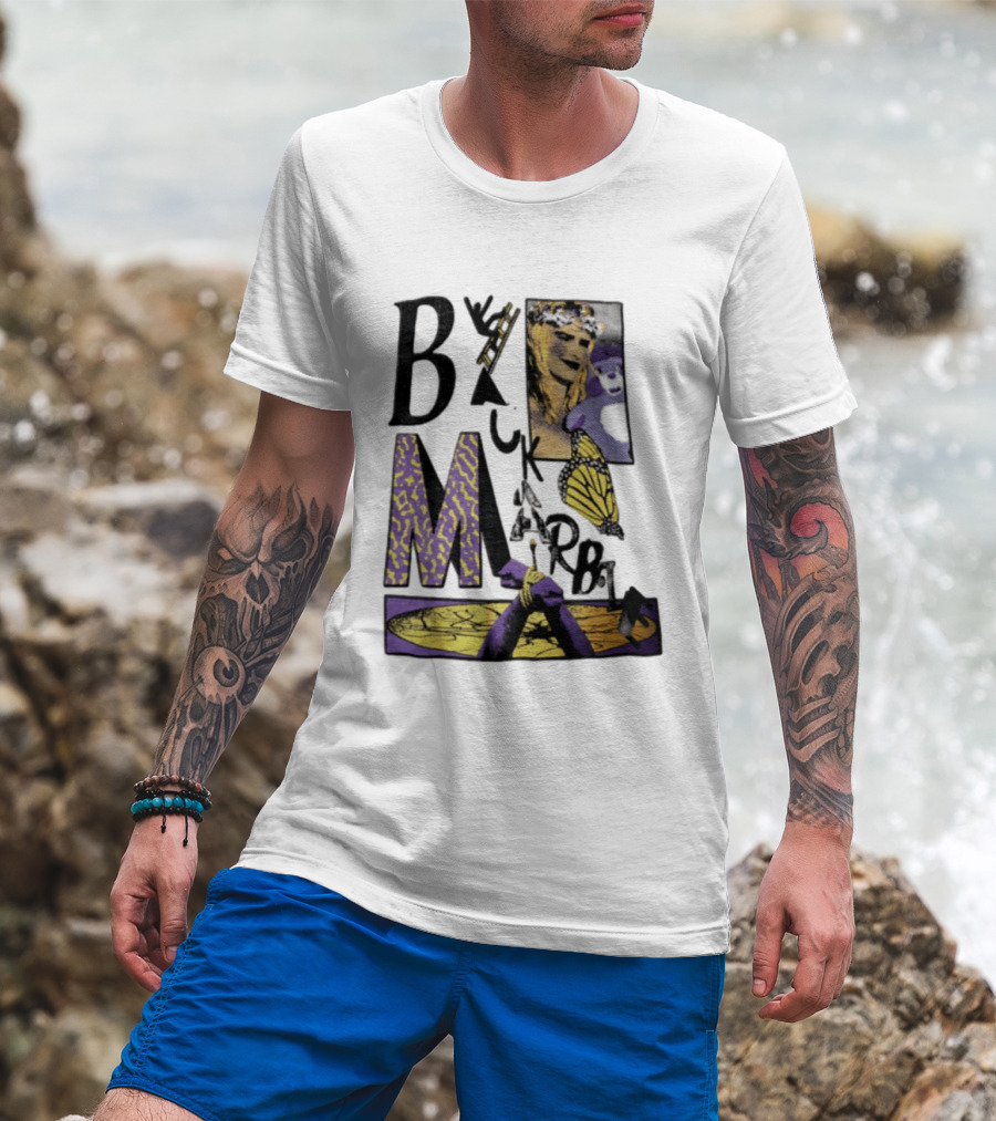 Black Marble Butterfly Tied Hands Woman Ladder T-Shirt