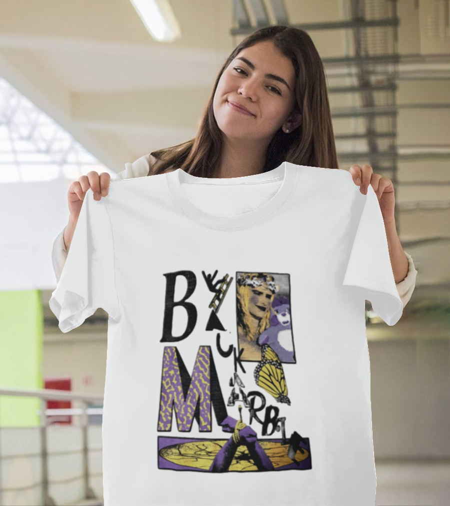 Black Marble Butterfly Tied Hands Woman Ladder T-Shirt
