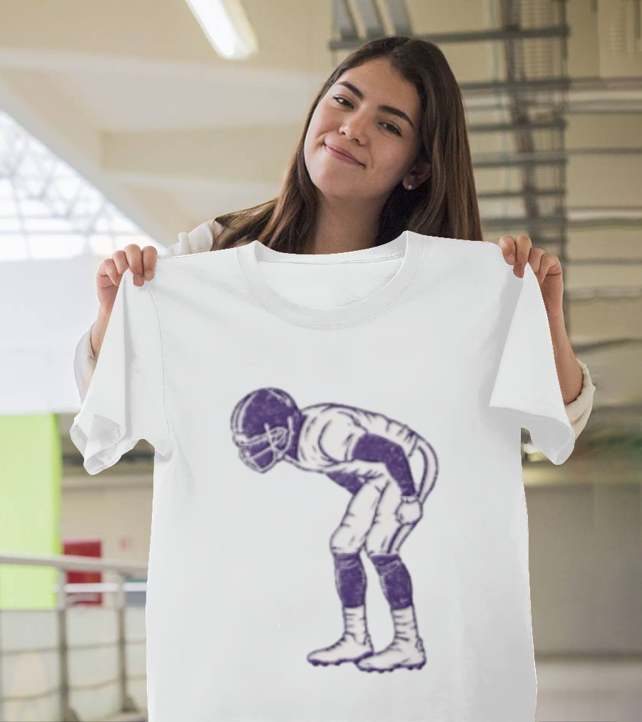 Distressed Purple American Football Player Resting Pose Vintage Look T-Shirt