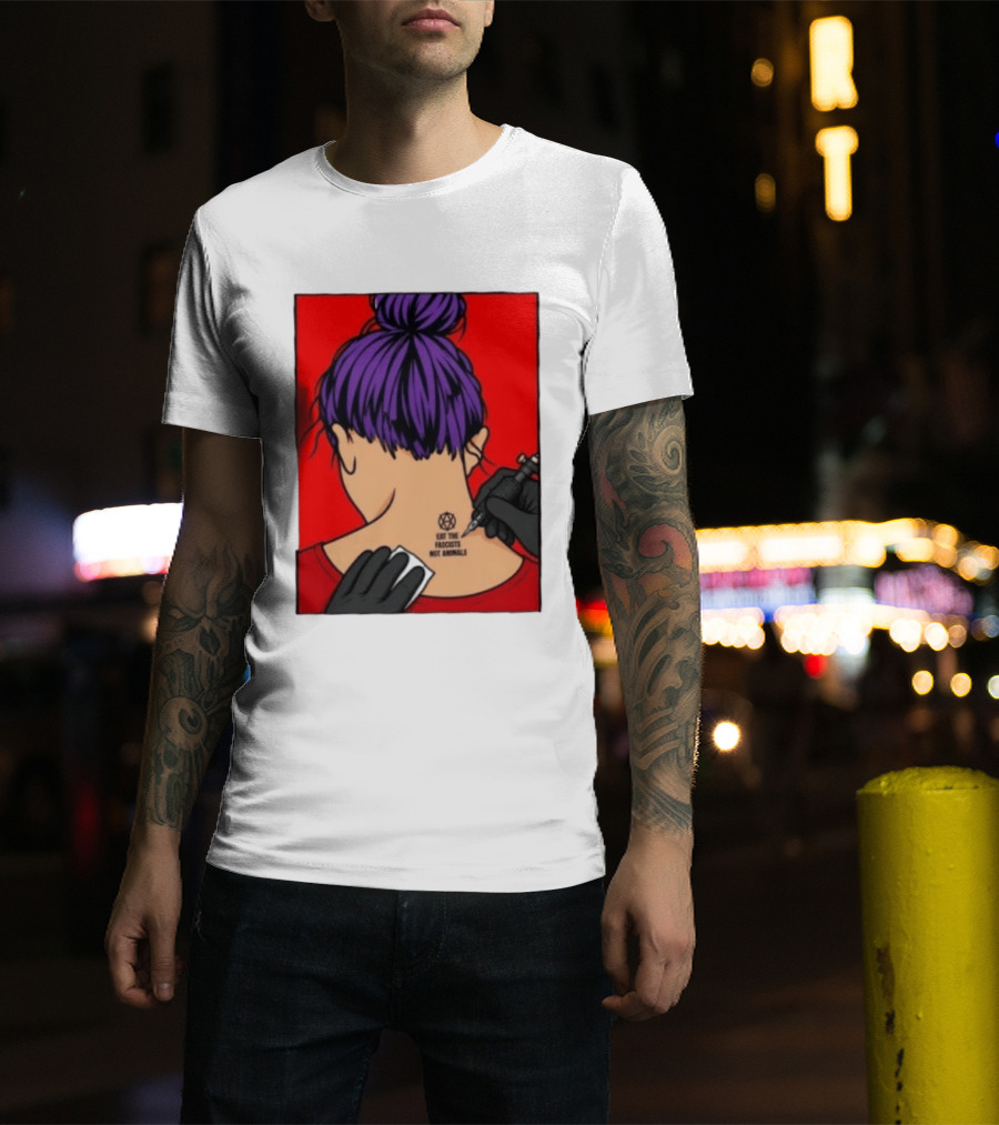 Eat The Fascists Not Animals Tattoo Anarchist Purple Hair Red T-Shirt