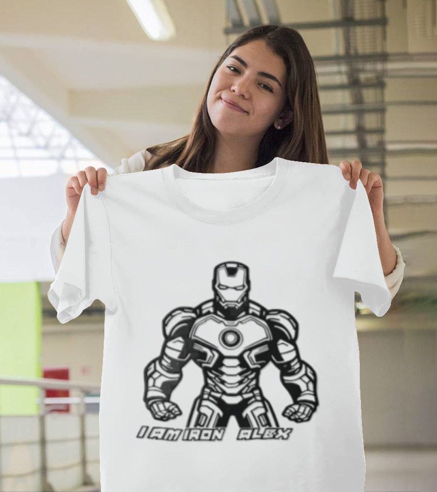 I Am Iron Alex Armored Superhero Clenched Fists Line T-Shirt