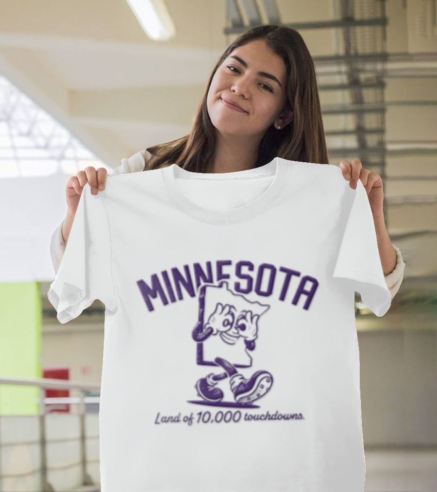 Minnesota Land Of 10000 Touchdowns Cartoon State Griddy Dance Football Cleats T-Shirt