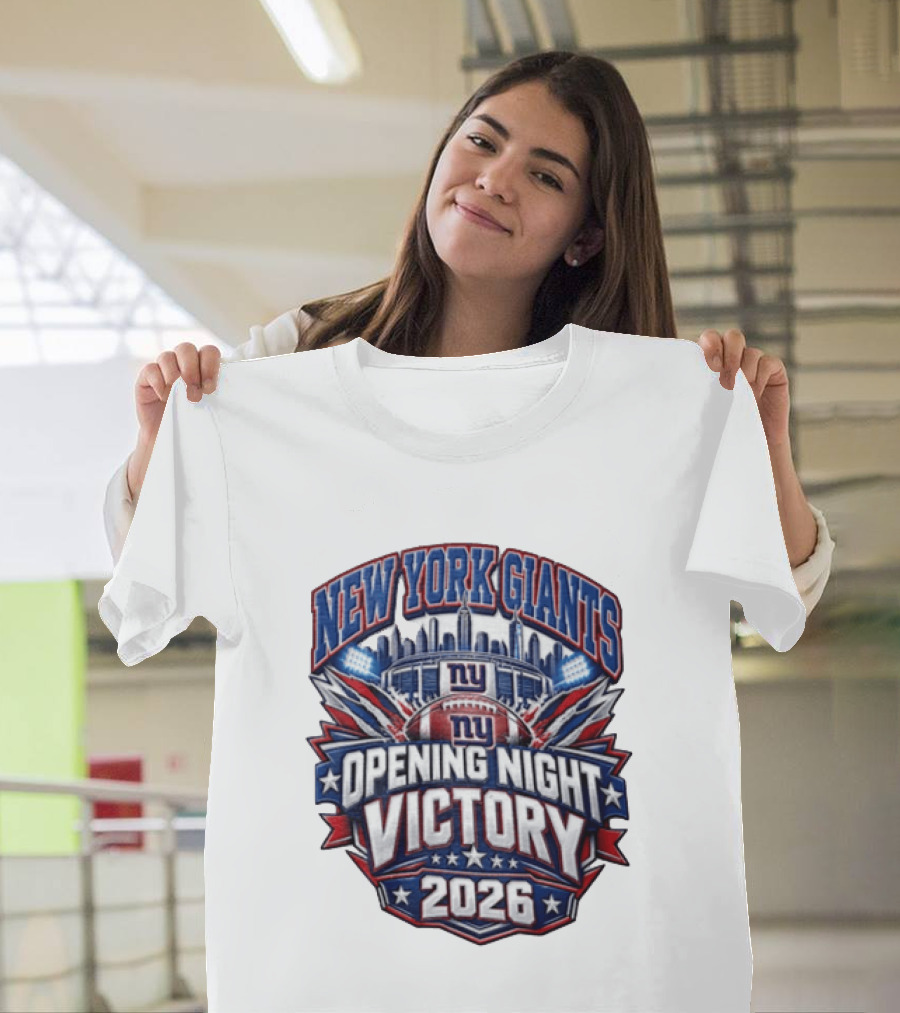 New York Giants 2026 Opening Night Victory Stadium Celebration T-Shirt
