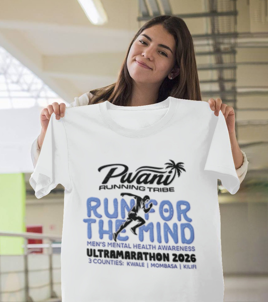 Pwani Running Tribe Run For The Mind Men's Mental Health Awareness Ultramarathon 2023 Five Countries Three Weeks Team T-Shirt