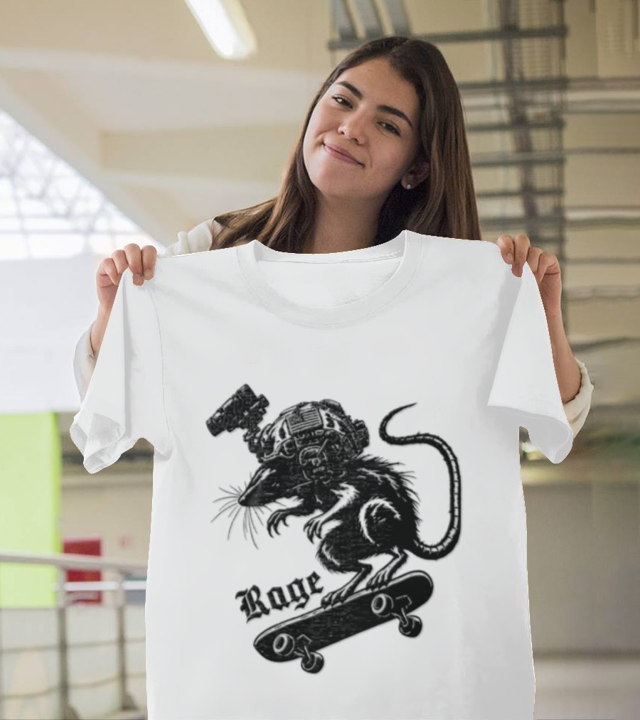 Skater Rat Tactical Helmet Night Vision Rage Skateboarding Adventure T-Shirt