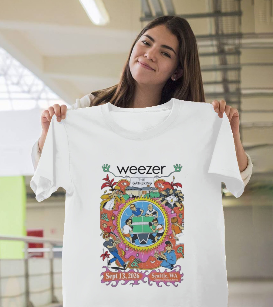 Weezer The Gathering Sept 13 2026 Seattle Climate Pledge Arena Event Collaboration T-Shirt