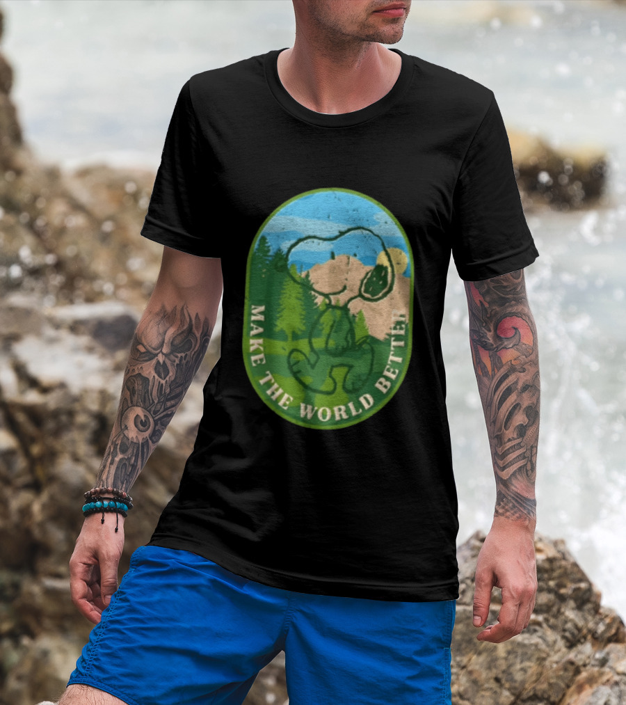 Snoopy Make The World Better Mountain Forest Retro Peanuts T-Shirt