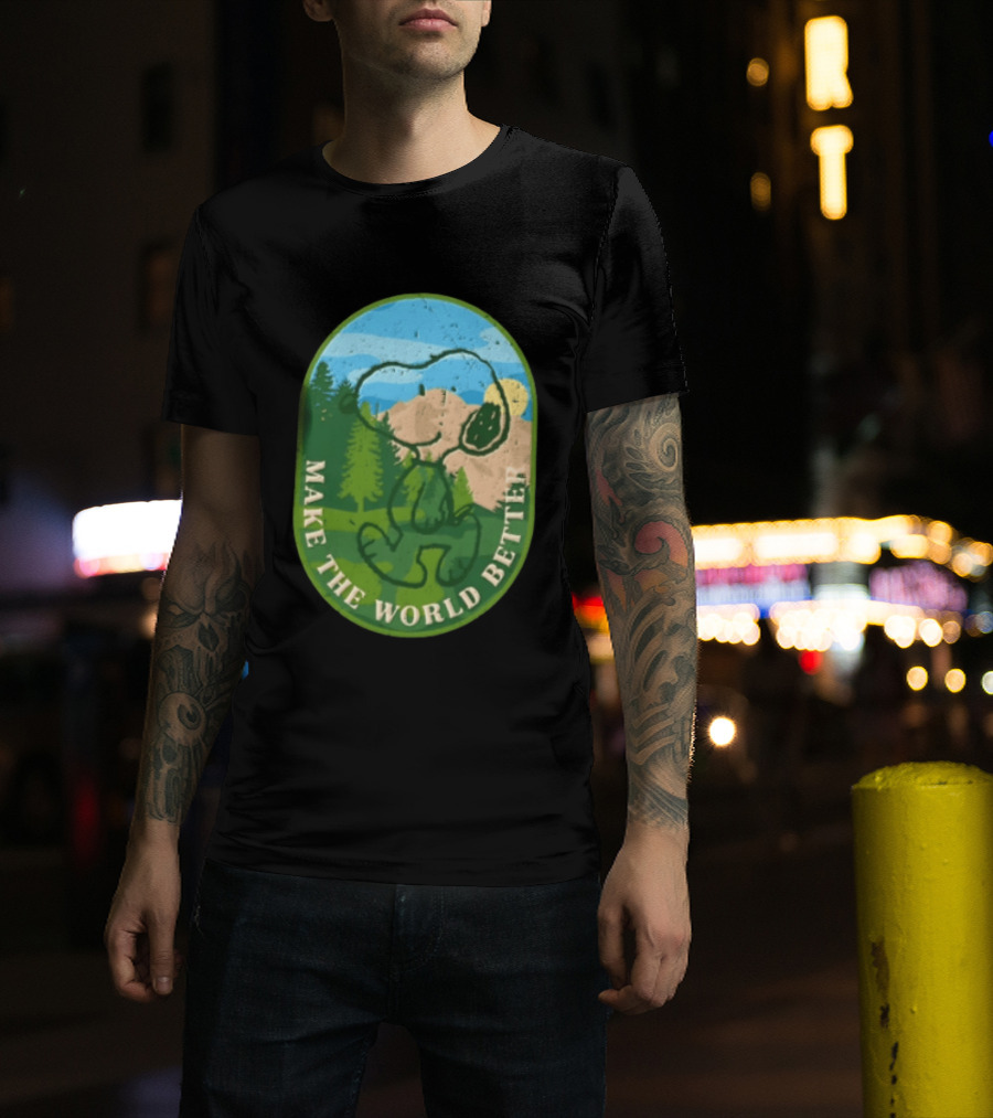 Snoopy Make The World Better Mountain Forest Retro Peanuts T-Shirt