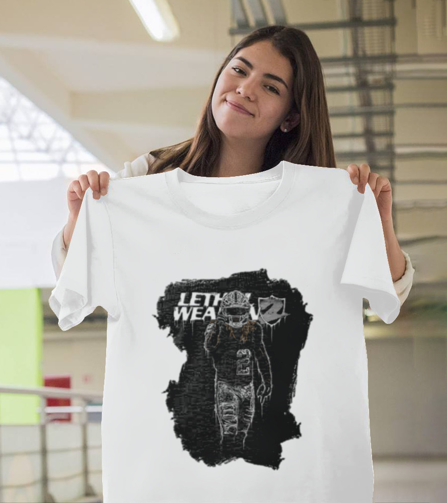 Las Vegas Raiders Davante Adams Lethal Weapon 17 Silver And Black Football T-Shirt