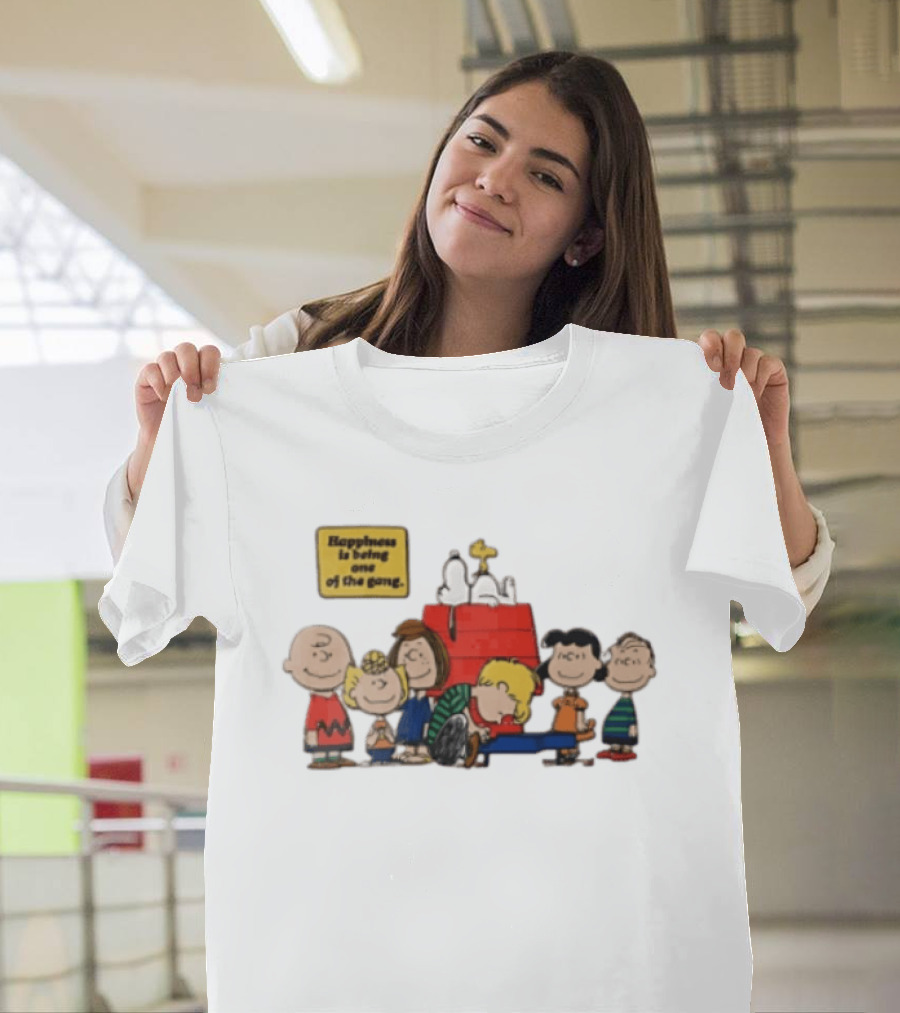 Peanuts Happiness Is Being One Of The Gang Snoopy Doghouse Schroeder Toy Piano Charles Schulz Cartoon T-Shirt