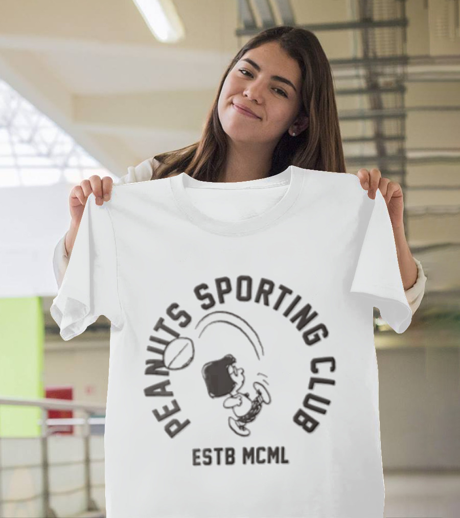 Peanuts Sporting Club Estb Mcml Marcie Kicking Football T-Shirt
