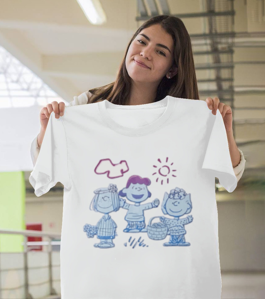 Peanuts Worldwide Easter Basket Line Cartoon Characters Sun And Clouds T-Shirt