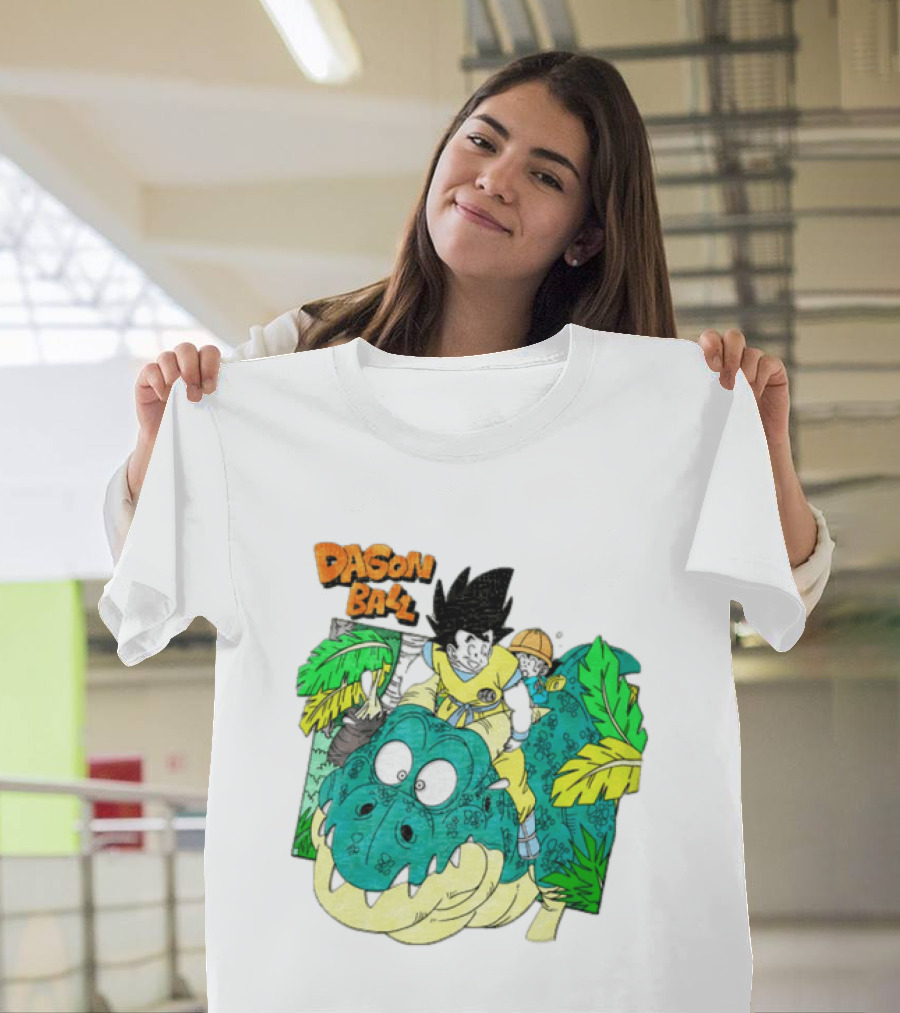 Goku Gohan Riding Dinosaur Dragon Ball Adventure Scene T-Shirt