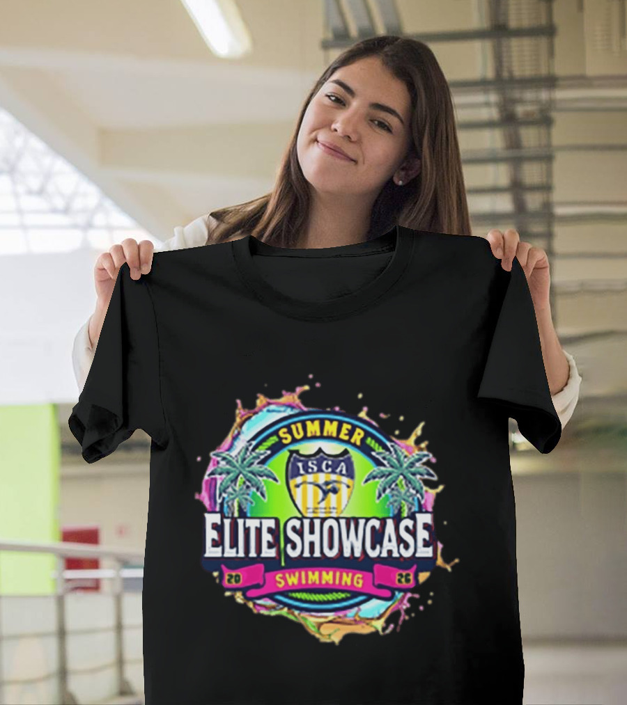 SUMMER ISCA Elite Showcase Swimming 2026 Event With Palm Trees And Splash T-Shirt