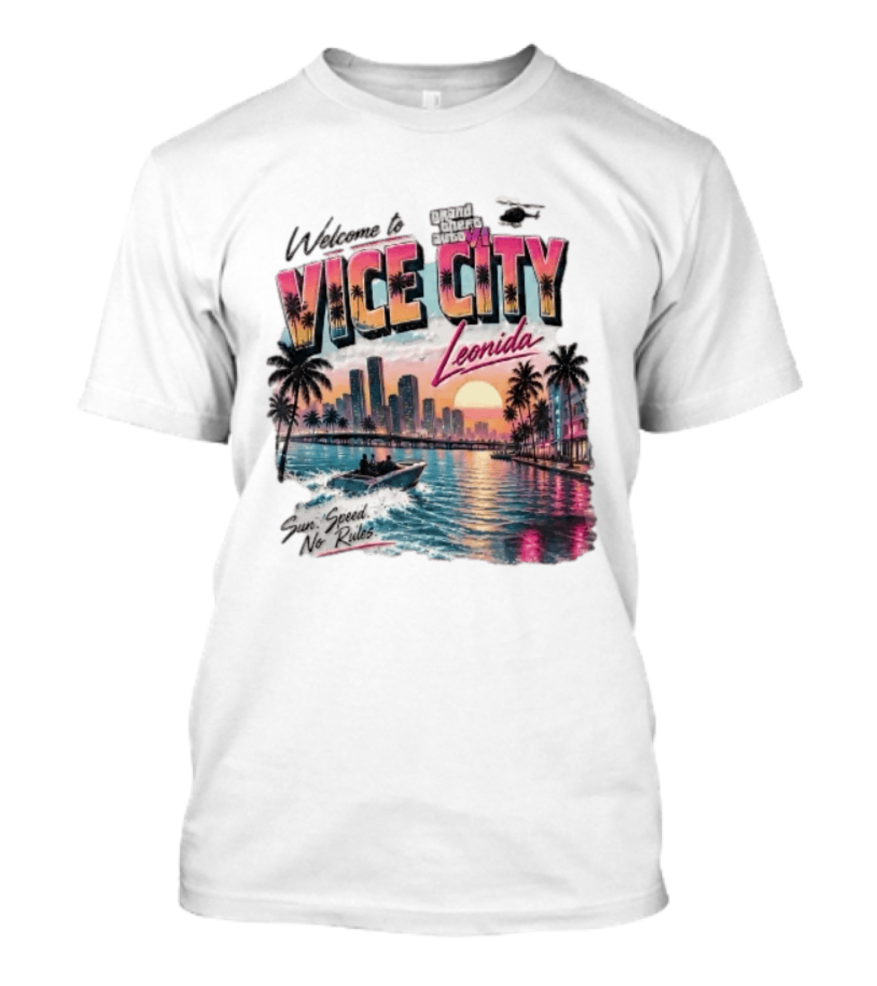 Welcome To Vice City GTA VI Sun Speed No Rules Leonida T-Shirt
