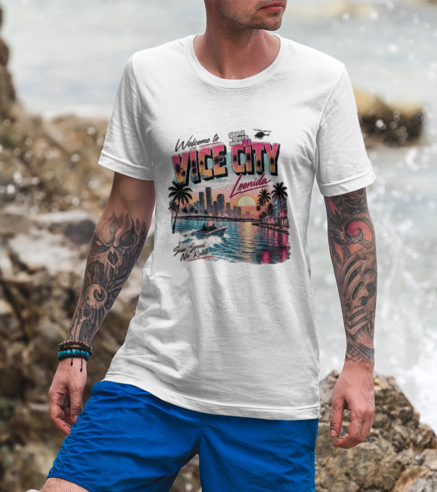 Welcome To Vice City GTA VI Sun Speed No Rules Leonida T-Shirt