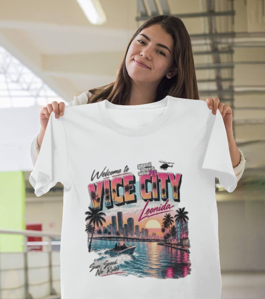 Welcome To Vice City GTA VI Sun Speed No Rules Leonida T-Shirt