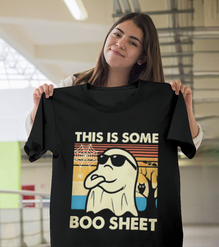 This Is Some Boo Sheet Sunset Ghost Sunglasses Tree T-Shirt
