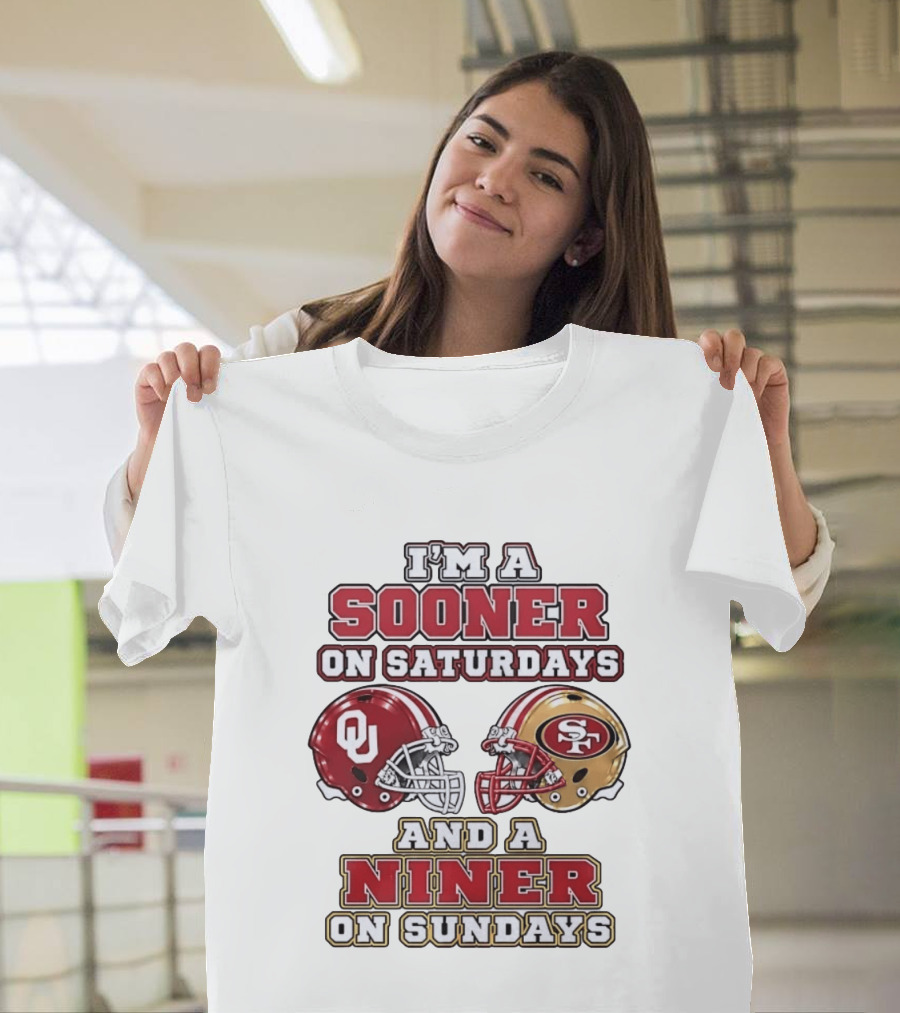 Oklahoma Sooners Saturdays SF 49ers Sundays Football Fan Gear T-Shirt