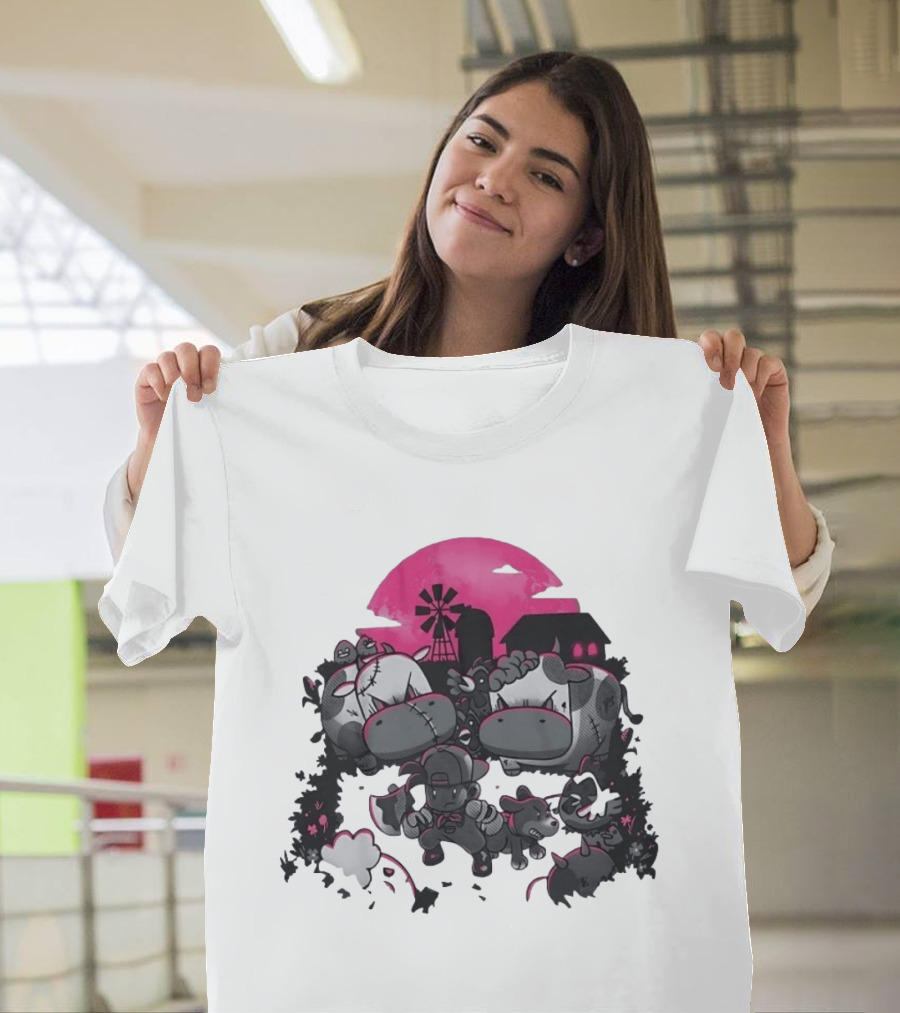 Zombie Farm Undead Creepy Cows Horror Scene T-Shirt