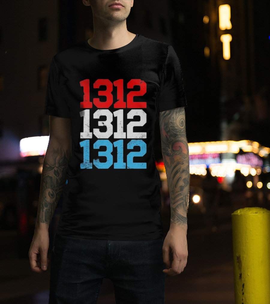 1312 ACAB Distressed Protest Red White Blue Stacked T-Shirt