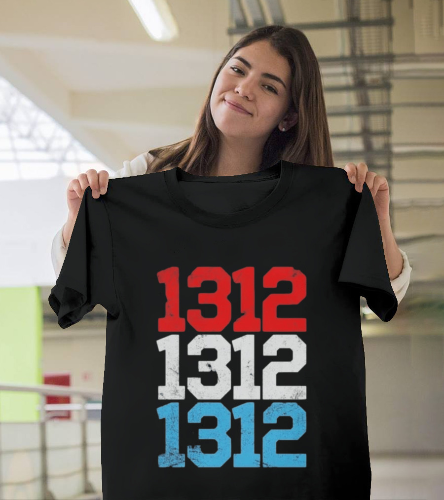1312 ACAB Distressed Protest Red White Blue Stacked T-Shirt